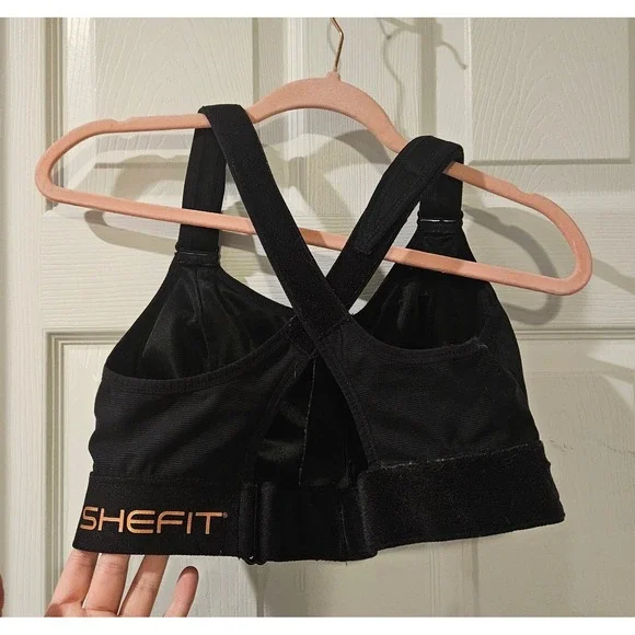 Shefit Ultimate Sports Bra 1Luxe Black Adjustable Zip High Support - Picture 5 of 6